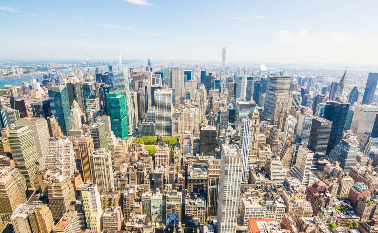 Skyline view of office buildings in Manhattan, New York