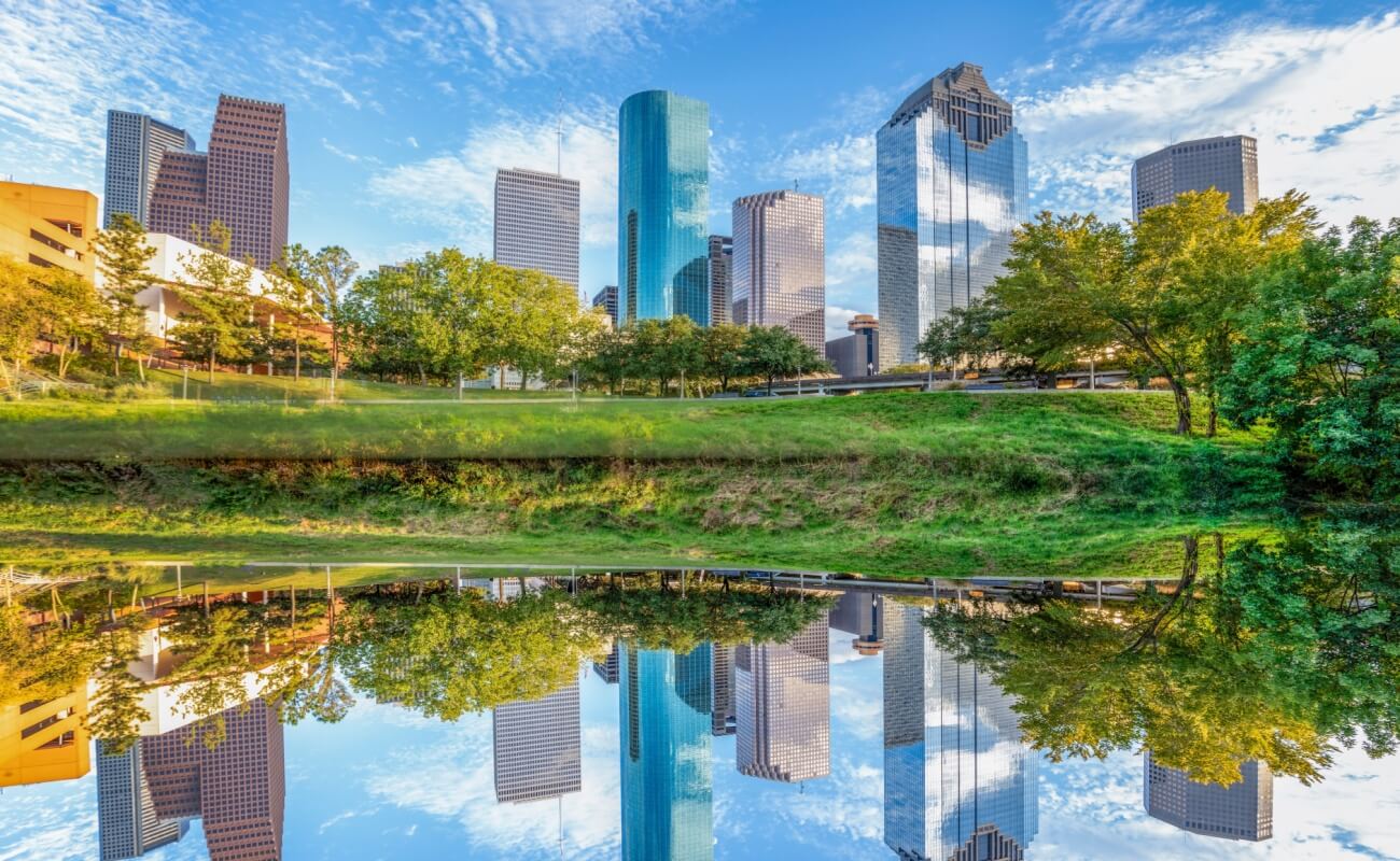 View to Houston office skyline