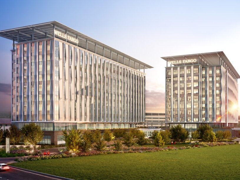 Rendering of Wells Fargo Office Campus. Image courtesy of Corgan