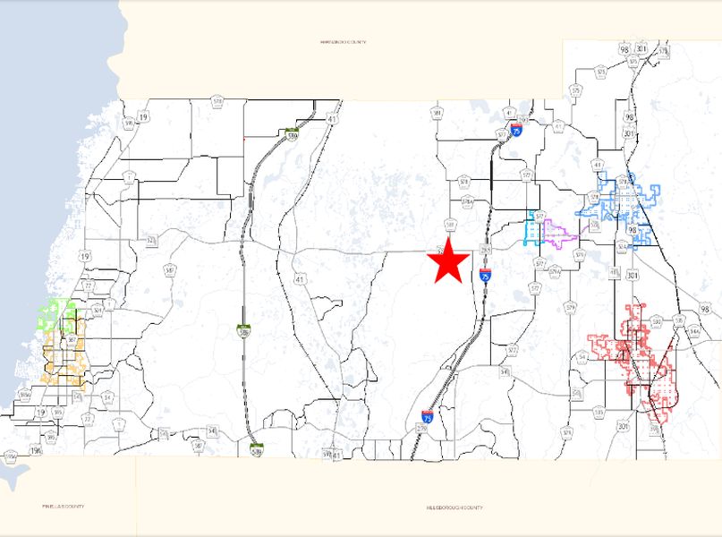 The location of the Abbey Crossings project in Pasco County, Fla. 