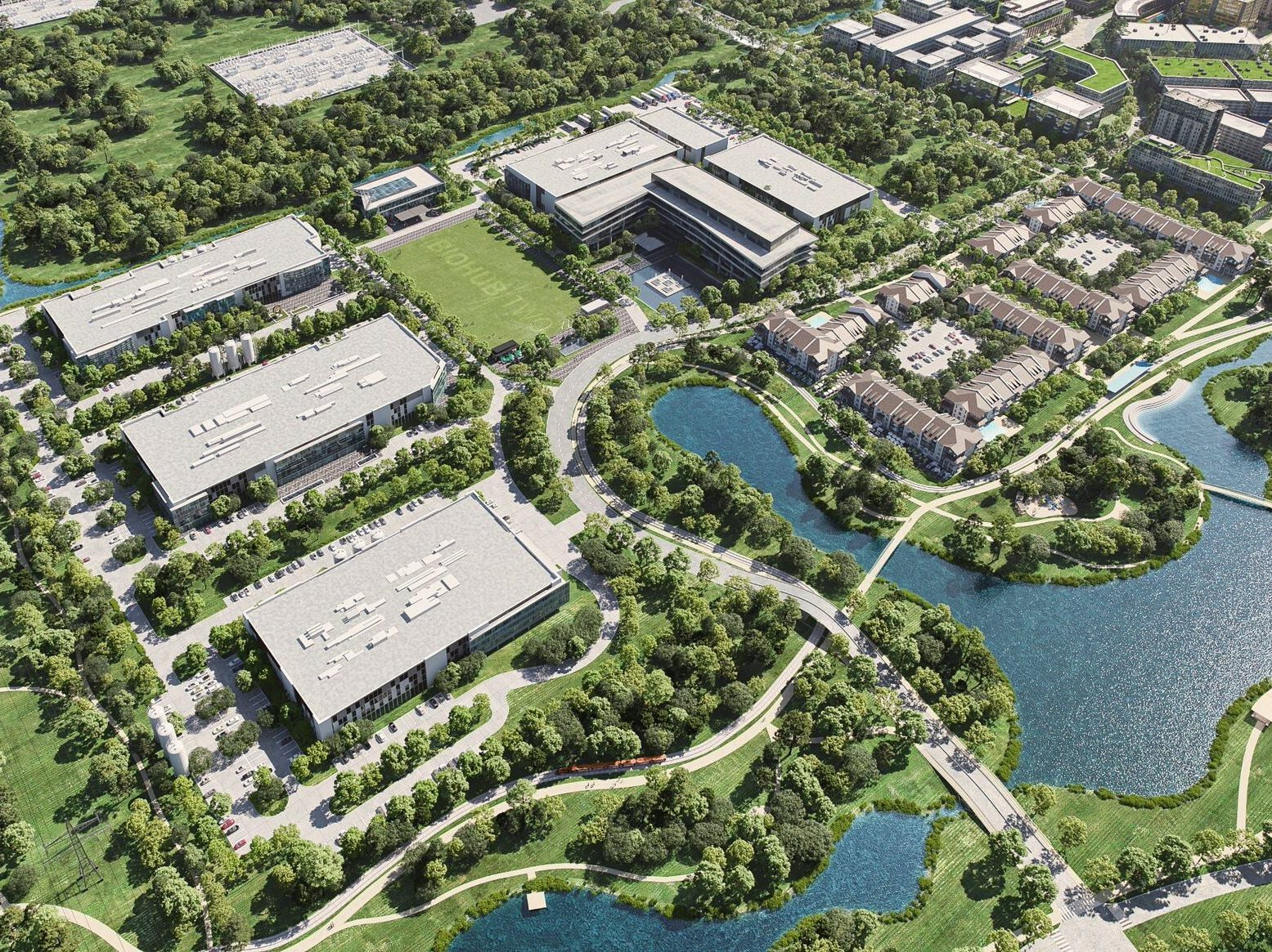 An aerial rendering of BioHub Two