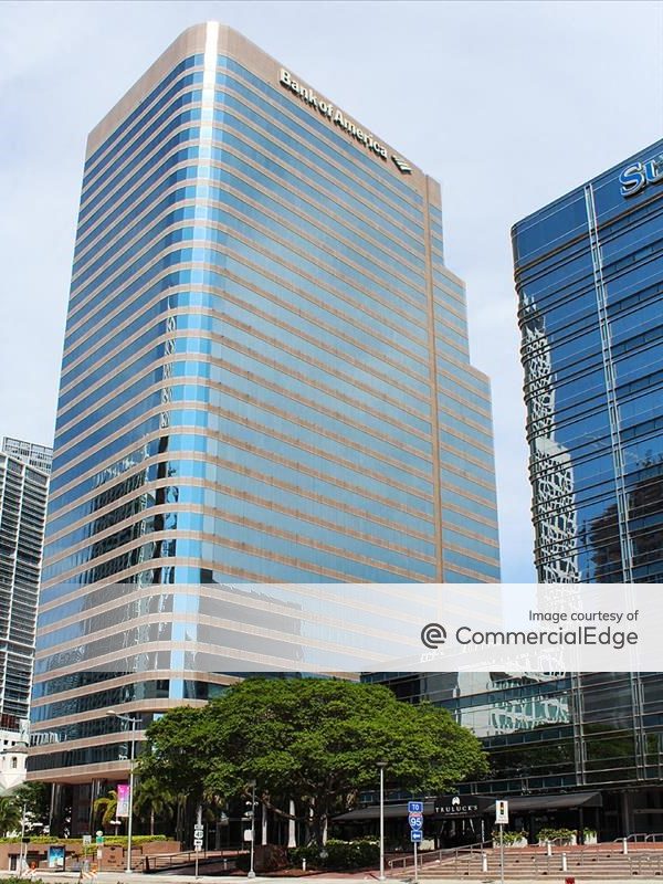 Exterior shot of 701 Brickell, a 33-story high-rise in Miami.