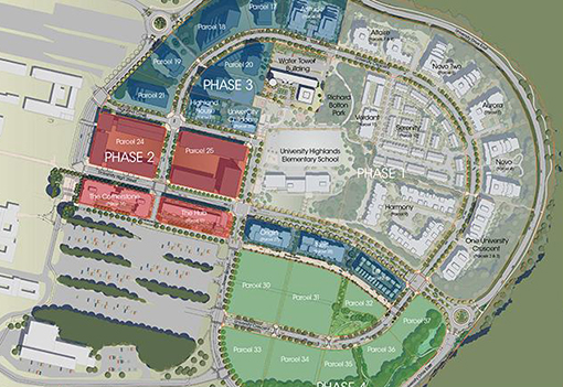 UniverCity master plan map, courtesy SFU Community Trust.