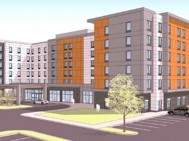 Dual-branded Hilton in Woburn, Mass., rendering