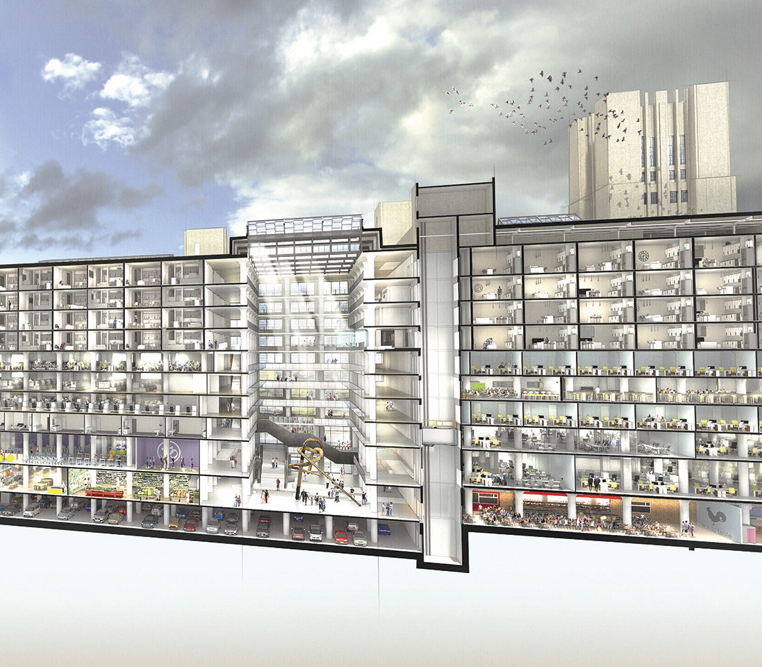 Crosstown Concourse’s 10-story plan includes ground-floor retail, offices on the second through sixth floors, and apartments on floors seven through 10. 