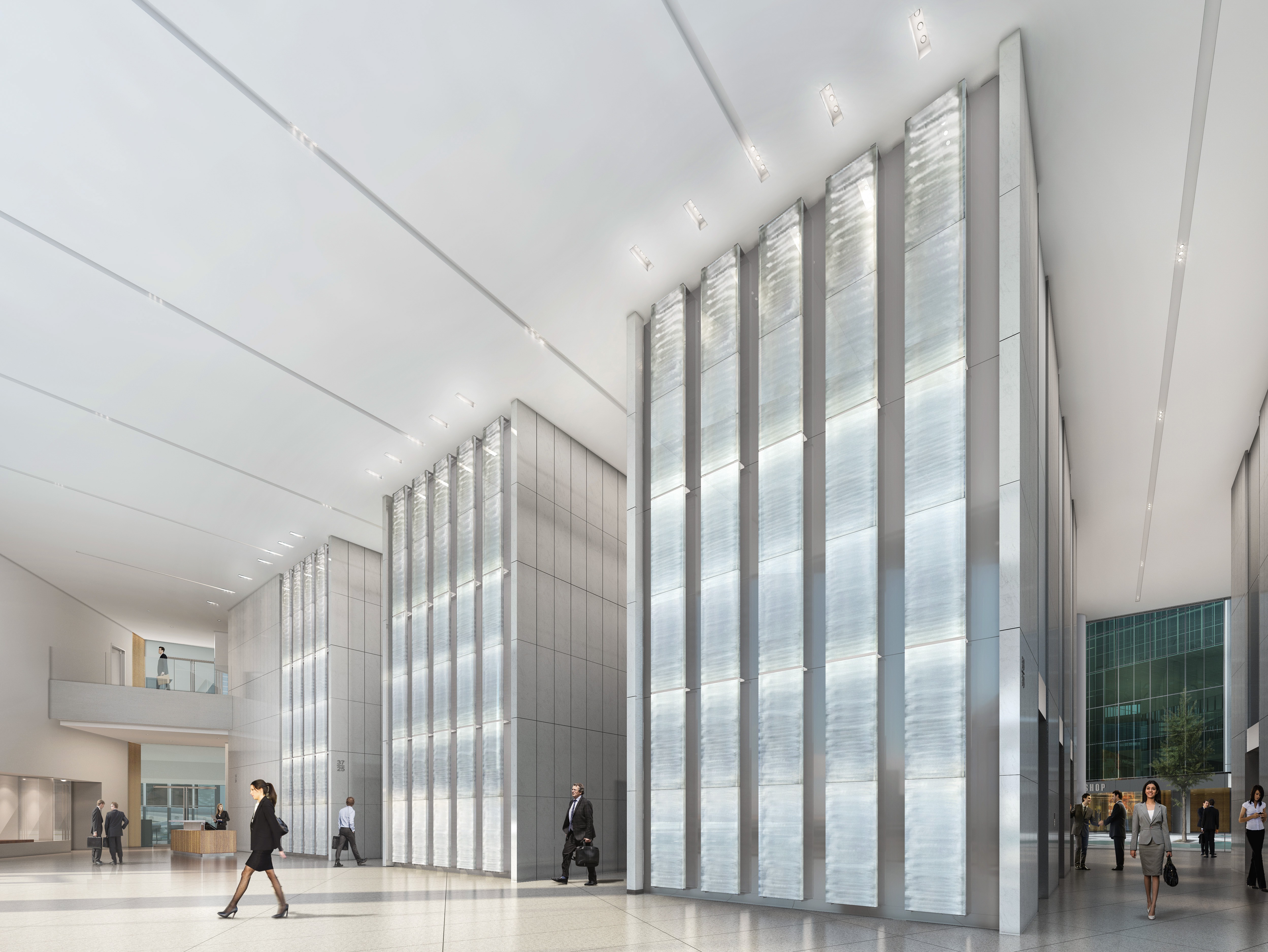 Rendering of lobby improvements at Fountain Place in Dallas