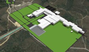 Rendering of Novelis' planned, brand new fully integrated aluminum recycling and rolling mill in Bay Minette, Alabama, USA