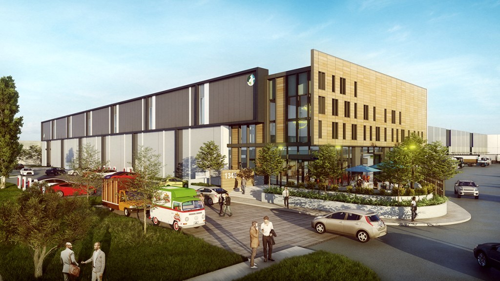 Renderings of Nexus San Leandro, a renovation of a Bay Area industrial facility built in the 1960s. 