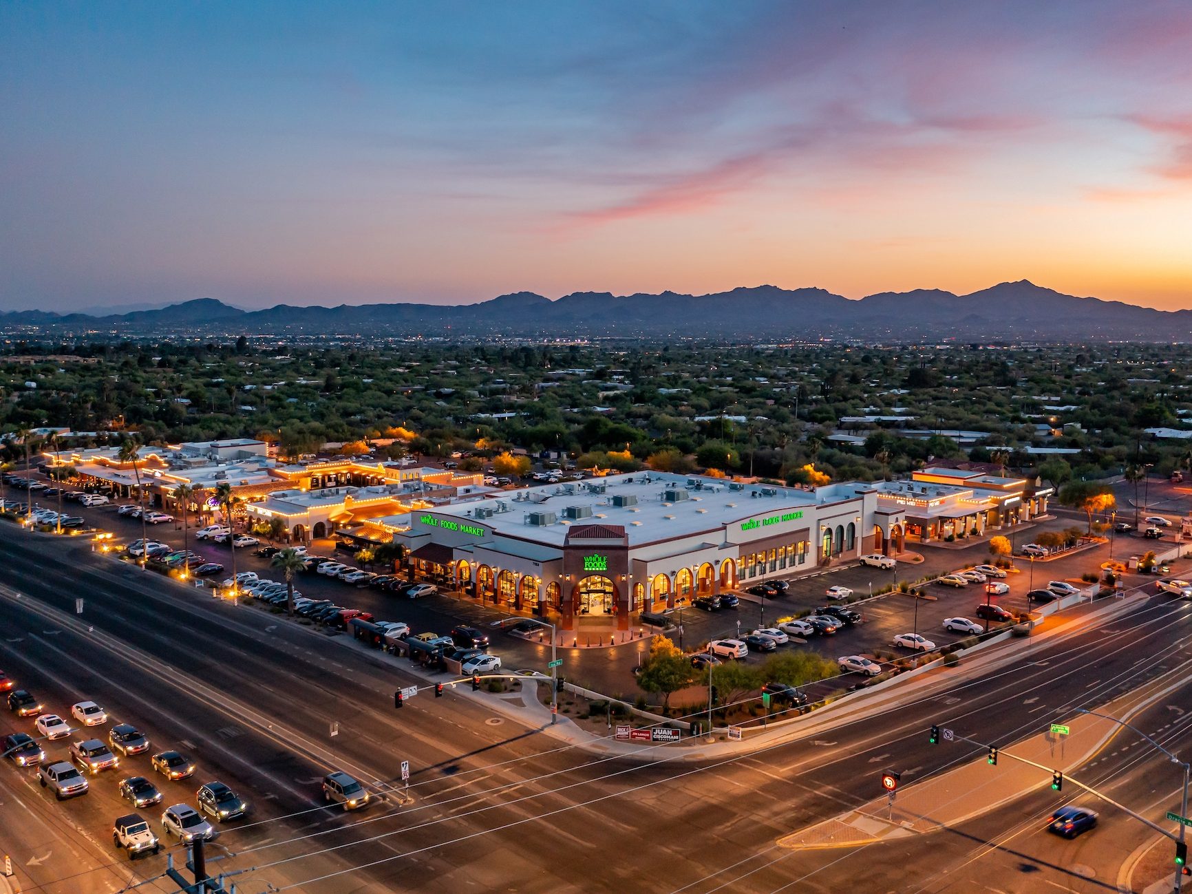 Aerial view of Casas Adobes Plaza in Tucson, Ariz.