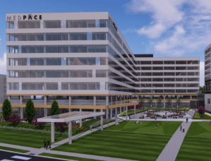 Skanska is building a nine-story, 562,000-square-foot office building as part of the Medpace campus expansion in Cincinnati