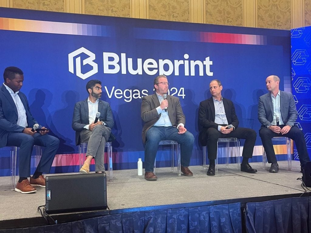 Blueprint Conference panelists William Sankey, Northspyre; Peter Chavkin, Biddle Real Estate Ventures & Sun Homes; Stephen Trapp, Columbia Property Trust; Jeff Dvorett, Midwood Investment and Development