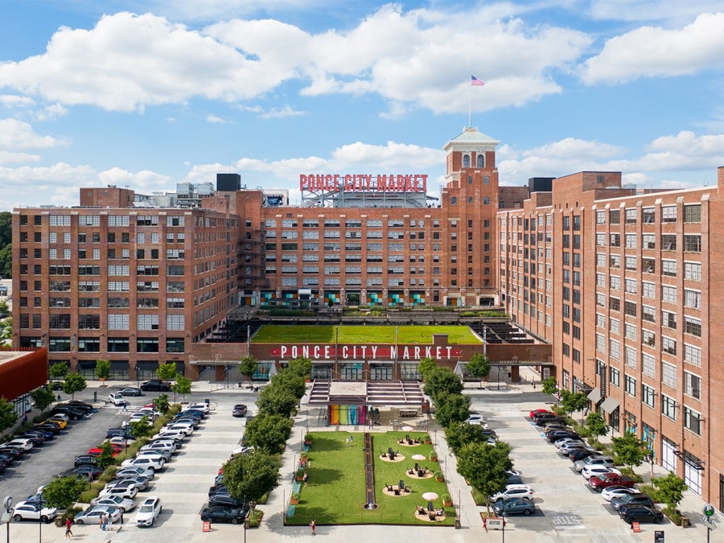 Located in Atlanta, Ponce City Market opened in 2014, spans five buildings and covers 3 million square feet. The mixed-use property, which previously served as a Sears facility, offers a mix of local and international retail and dining options. The community includes a food hall, as well as office and residential space. Image courtesy of Jamestown