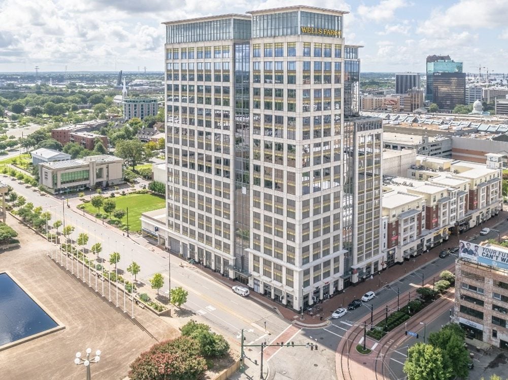 Wells Fargo Center rises 23 stories in downtown Norfolk, Va.