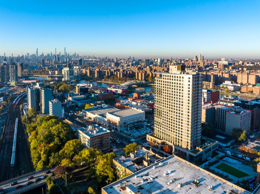 Aerial view of 425 Grand Concourse in the Bronx