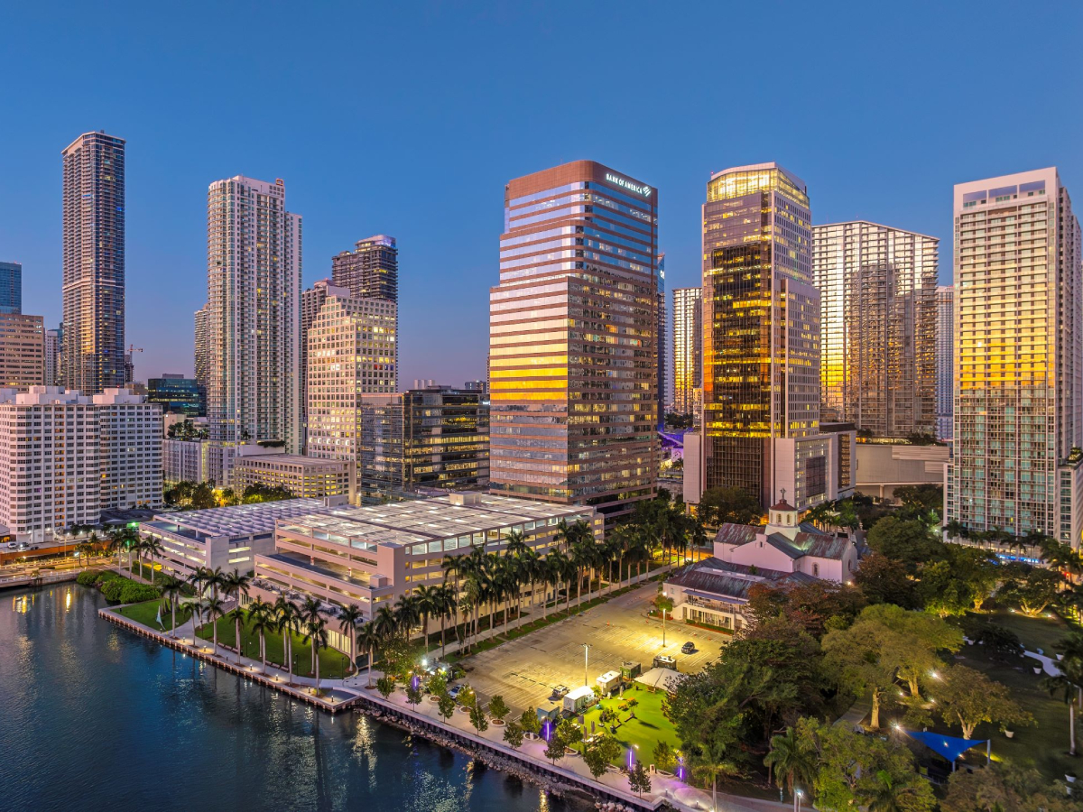 Aerial shot of Miami's financial district, dubbed Brickell.