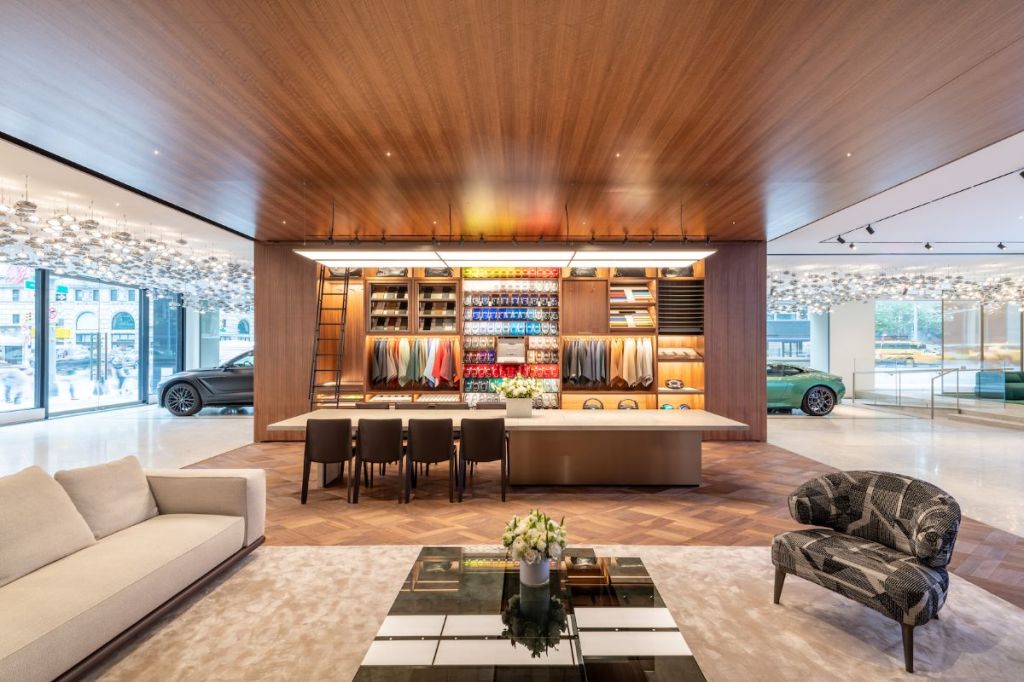 Aston Martin showroom interior in New York