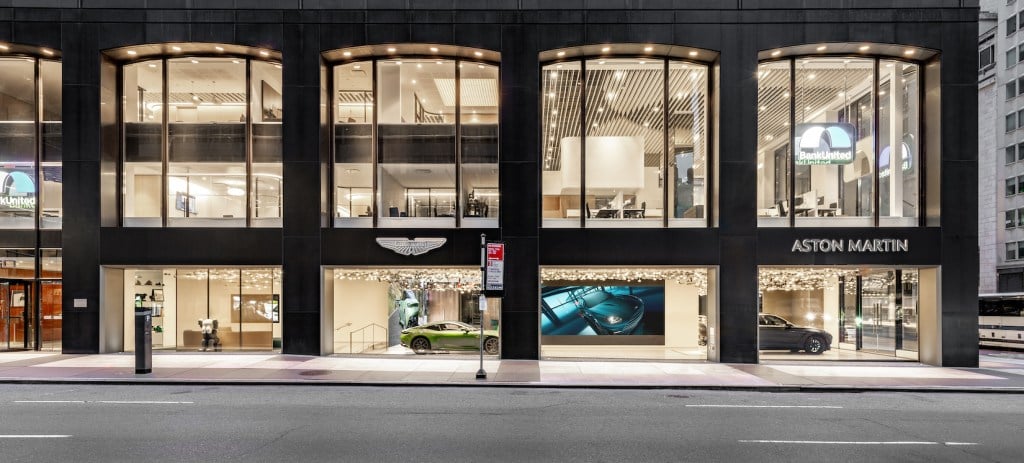 Outside view of the Aston Martin showroom in New York City