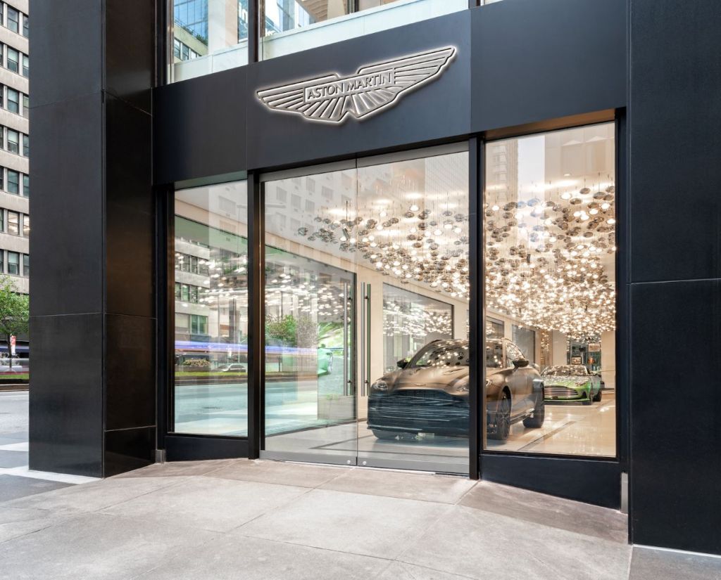 Entrance of the Aston Martin showroom in New York City