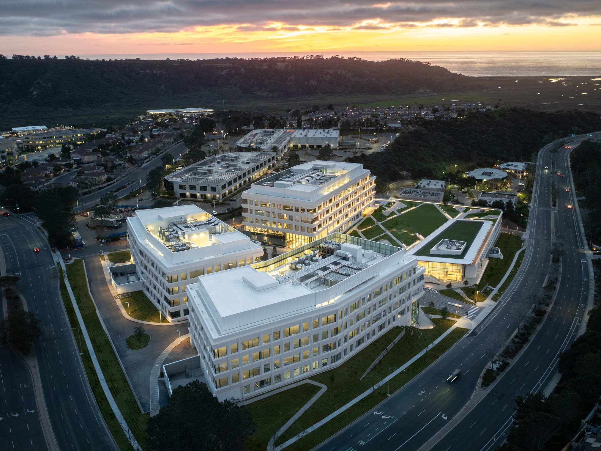 An aerial view of Torrey View life science campus