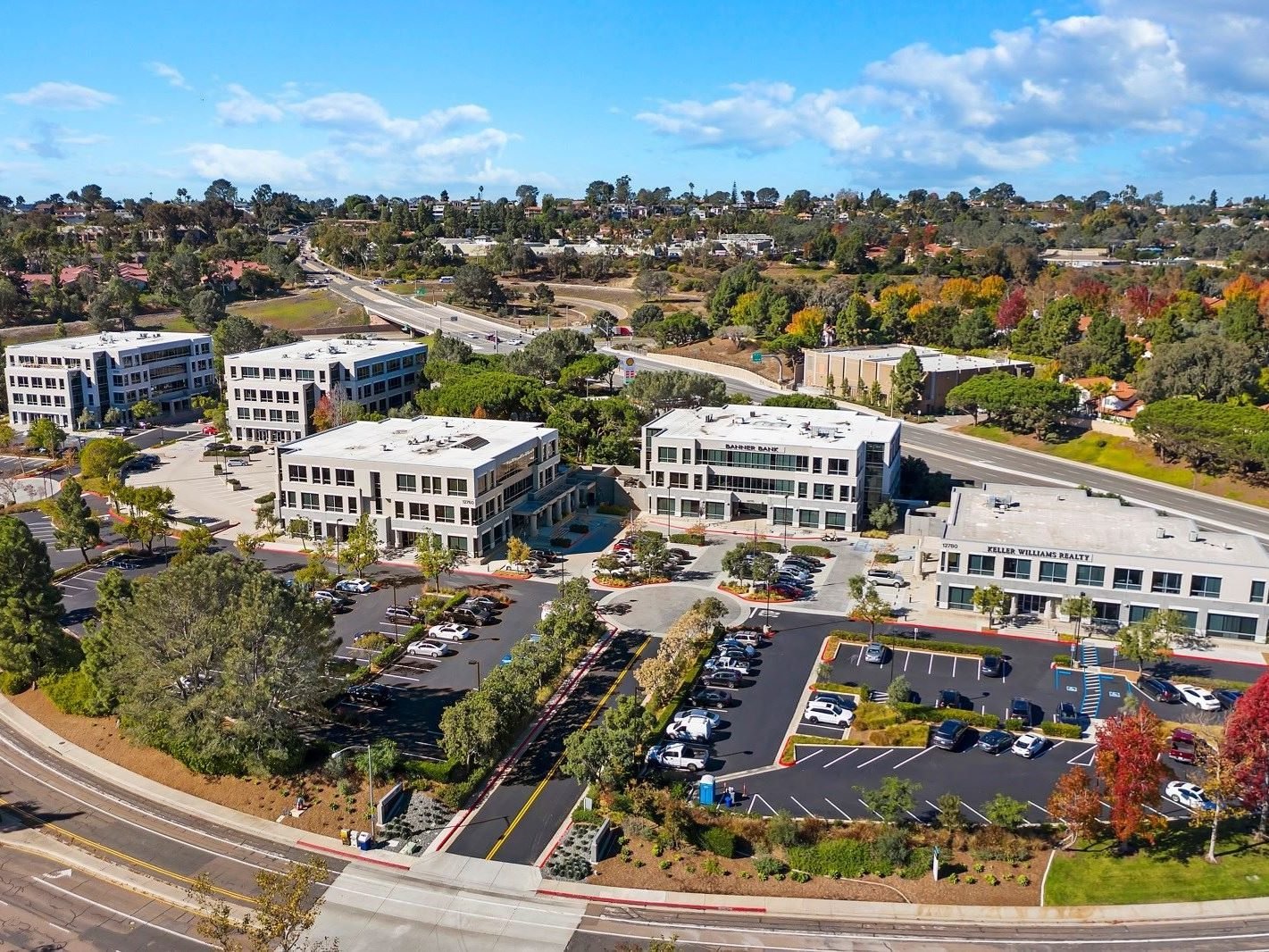 Aerial view of Highlands Corporate Center, an office campus in San Diego.