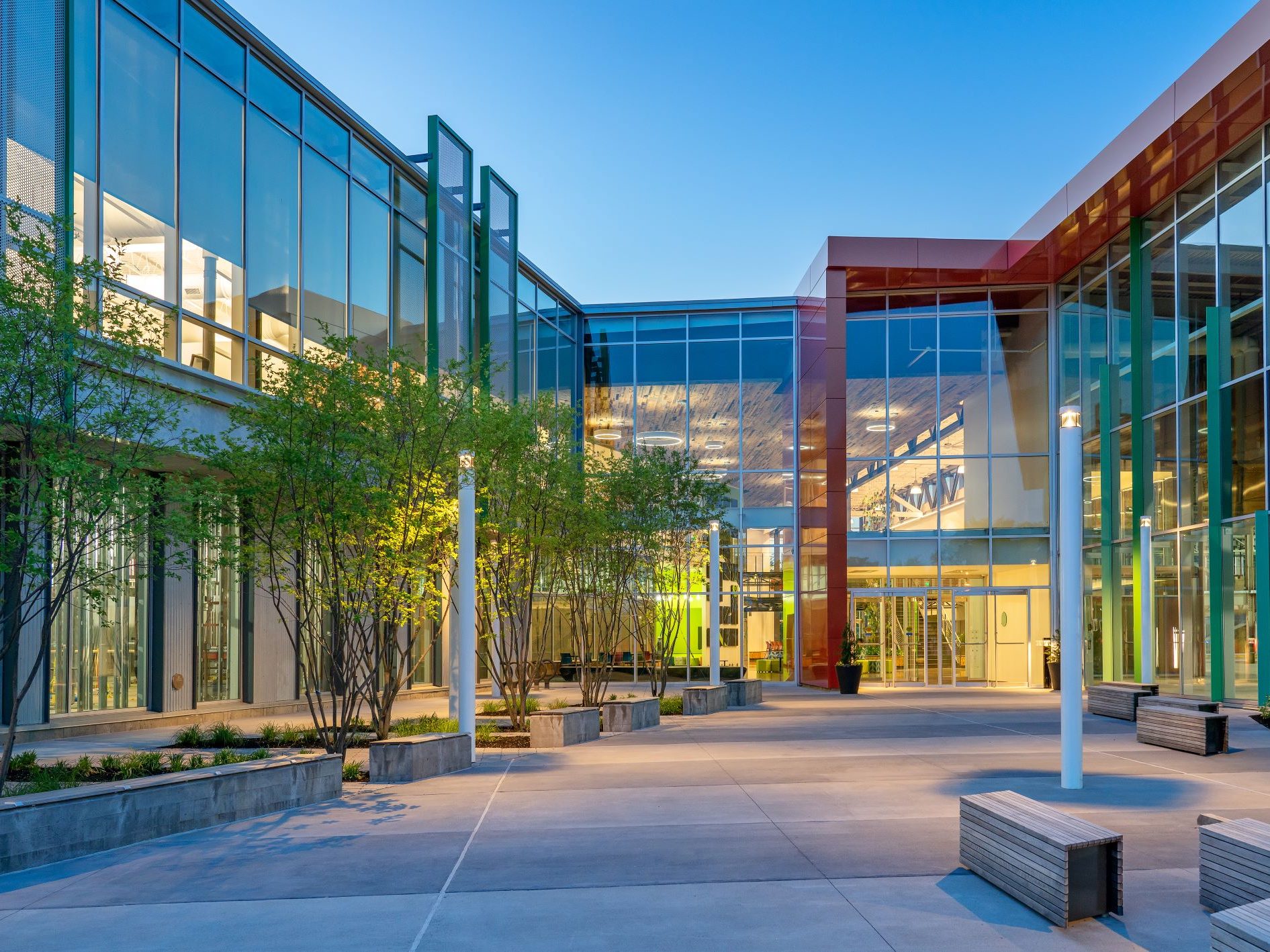 Exterior shot of LINX, a life science building in Watertown, Mass.