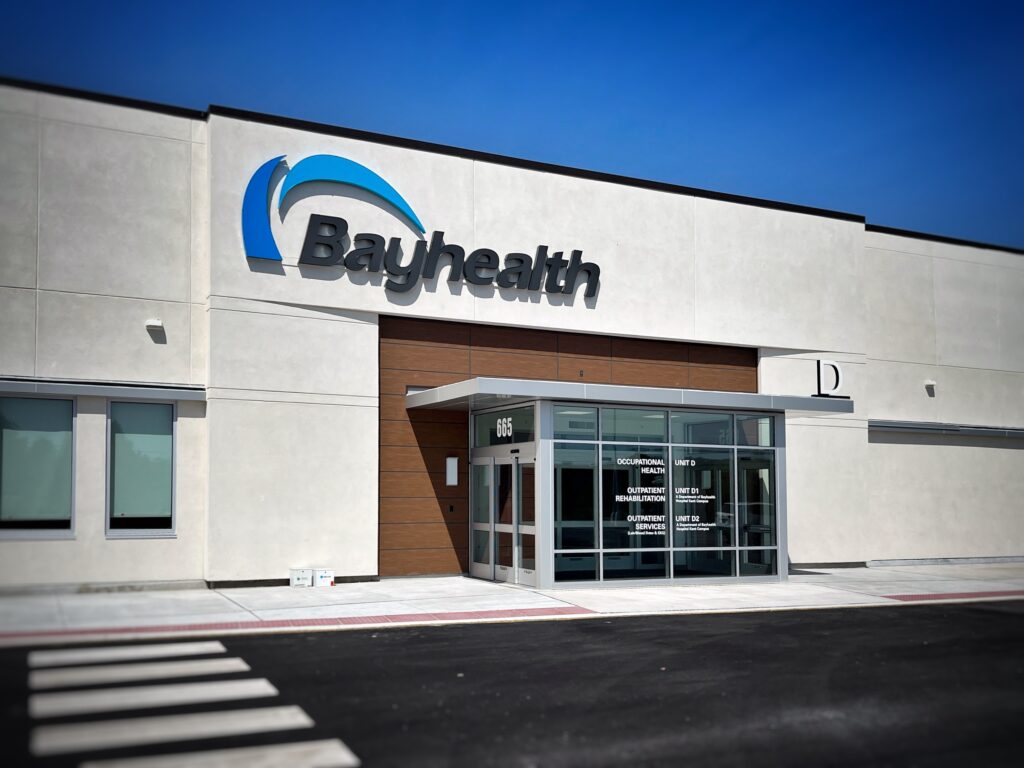 Exterior and entrance of BayHealth at Blue Hen in Dover, Del.