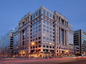 Exterior shot of Franklin Tower, an office property in Washington, D.C.