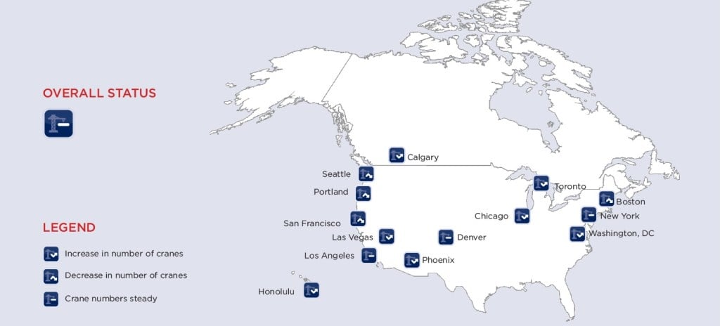 Rider Levett Bucknall’s crane index map for the third quarter of 2024