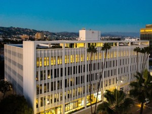 Exterior shot of Wilshire & Palm, a creative office building in Beverly Hills, Calif.