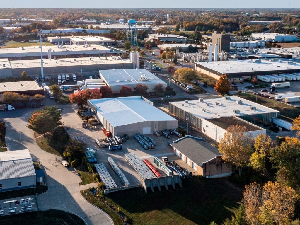 Aerial view of 13 Guenther Blvd. in St. Peters, Mo.