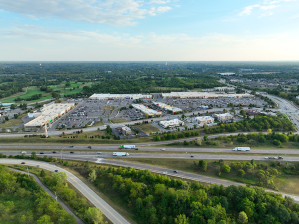 Aerial shot of Adam's Dairy Landing, a 280,000-square-foot retail center in Blue Springs, Missouri.