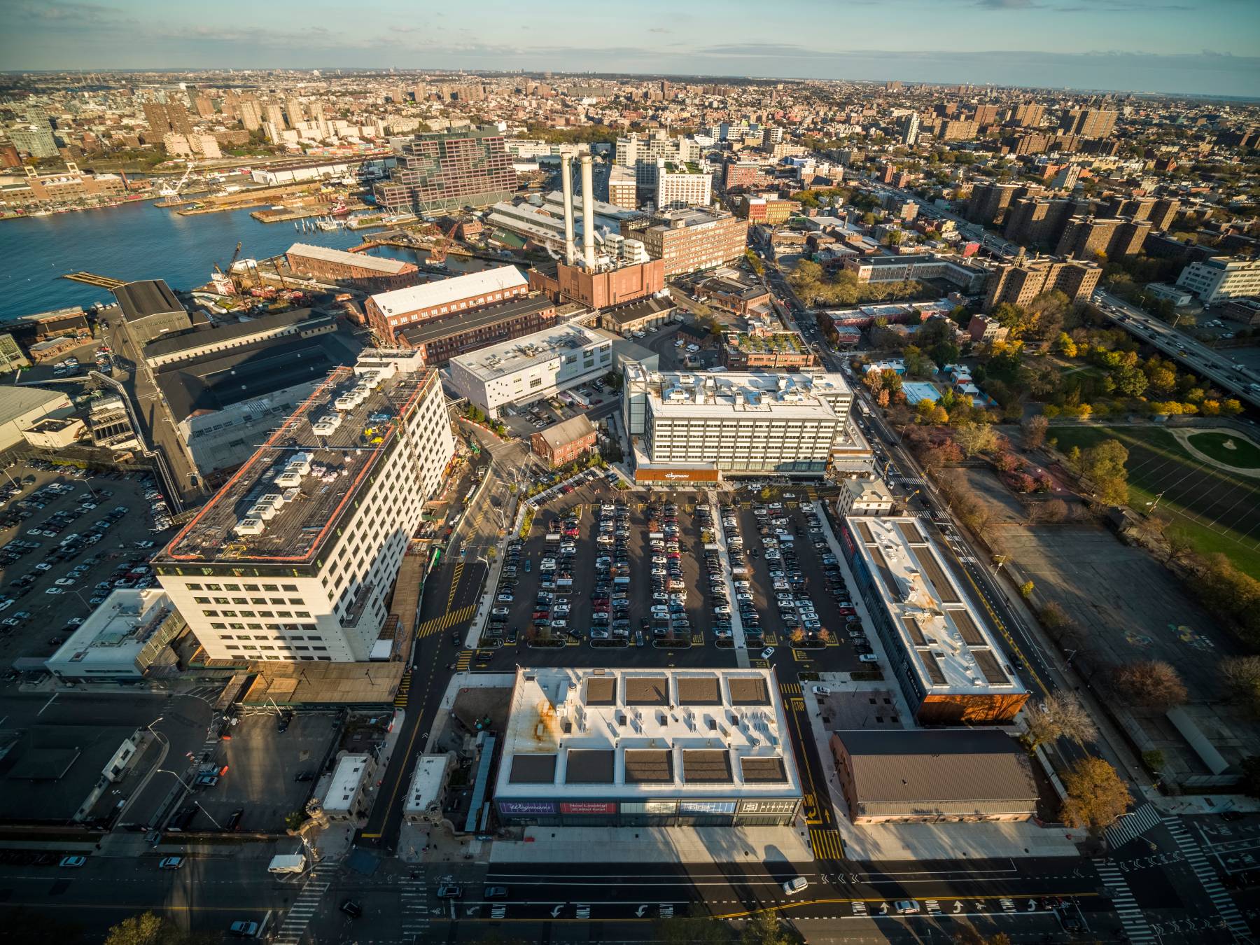 Aerial shot of the Admirals Row inside the Brooklyn Navy Yard