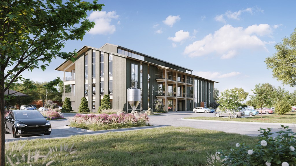  One Bridgeland Green, the first mass timber office building to be built in the Houston area.