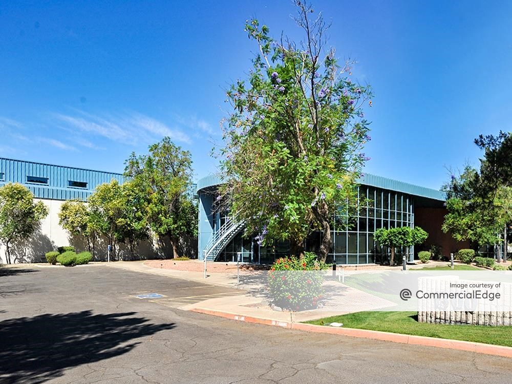 Exterior shot of Fiesta Tech Center, a two-building industrial campus in Phoenix.