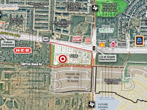 Map showing the 225,000-square-foot site in Little Elm, Texas, soon-to-be a Target-anchored retail center.