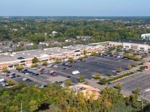 Aerial shot of Gateway Center, a 272,300-square-foot regional shopping center in West Bloomfield, Mich.