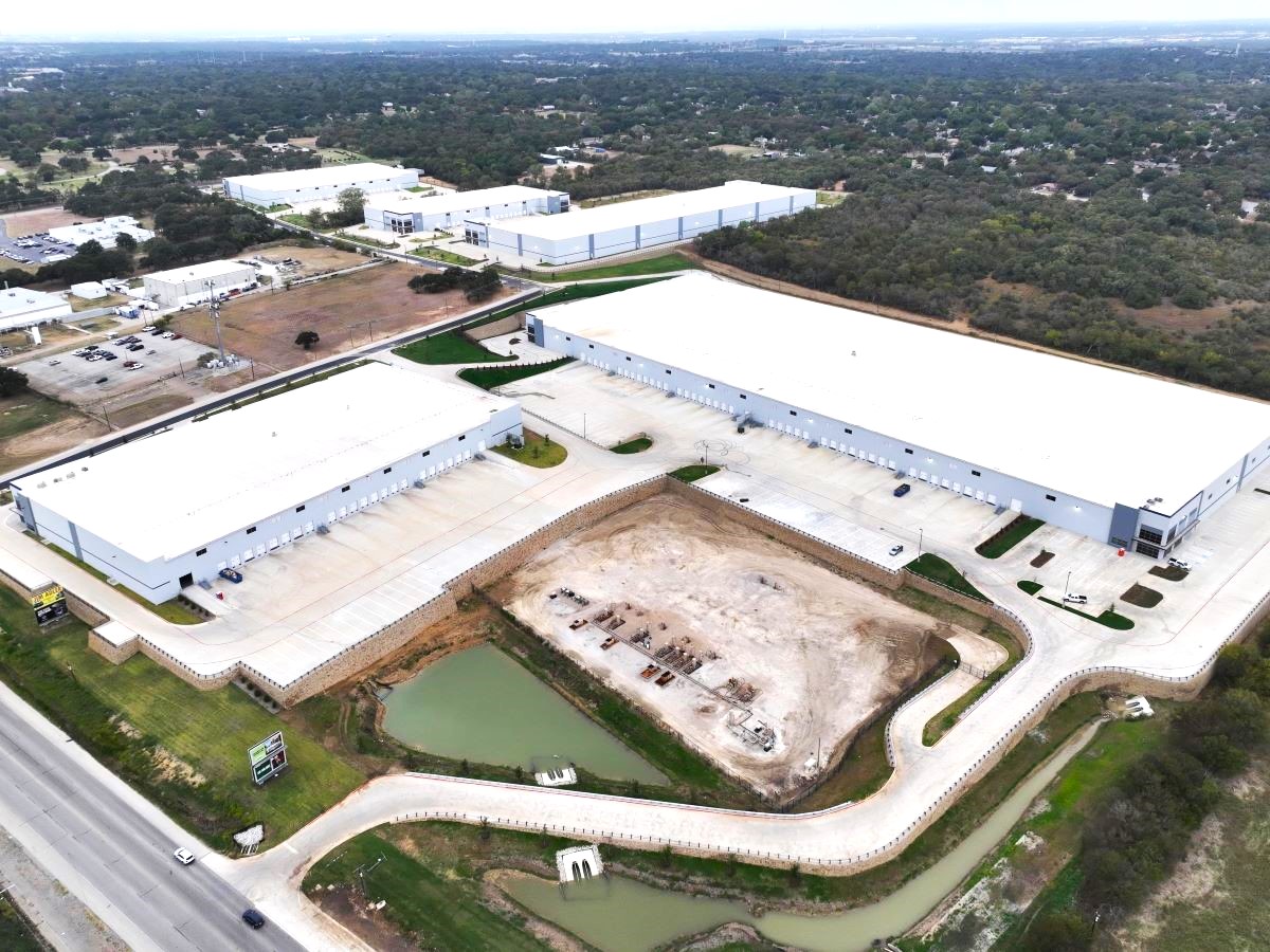 Aerial view of Mid-Cities Logistics, an industrial campus in Fort Worth, Texas.