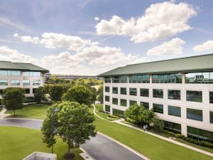 Exterior shot of two buildings in Barton Skyway office park in Southwest Austin