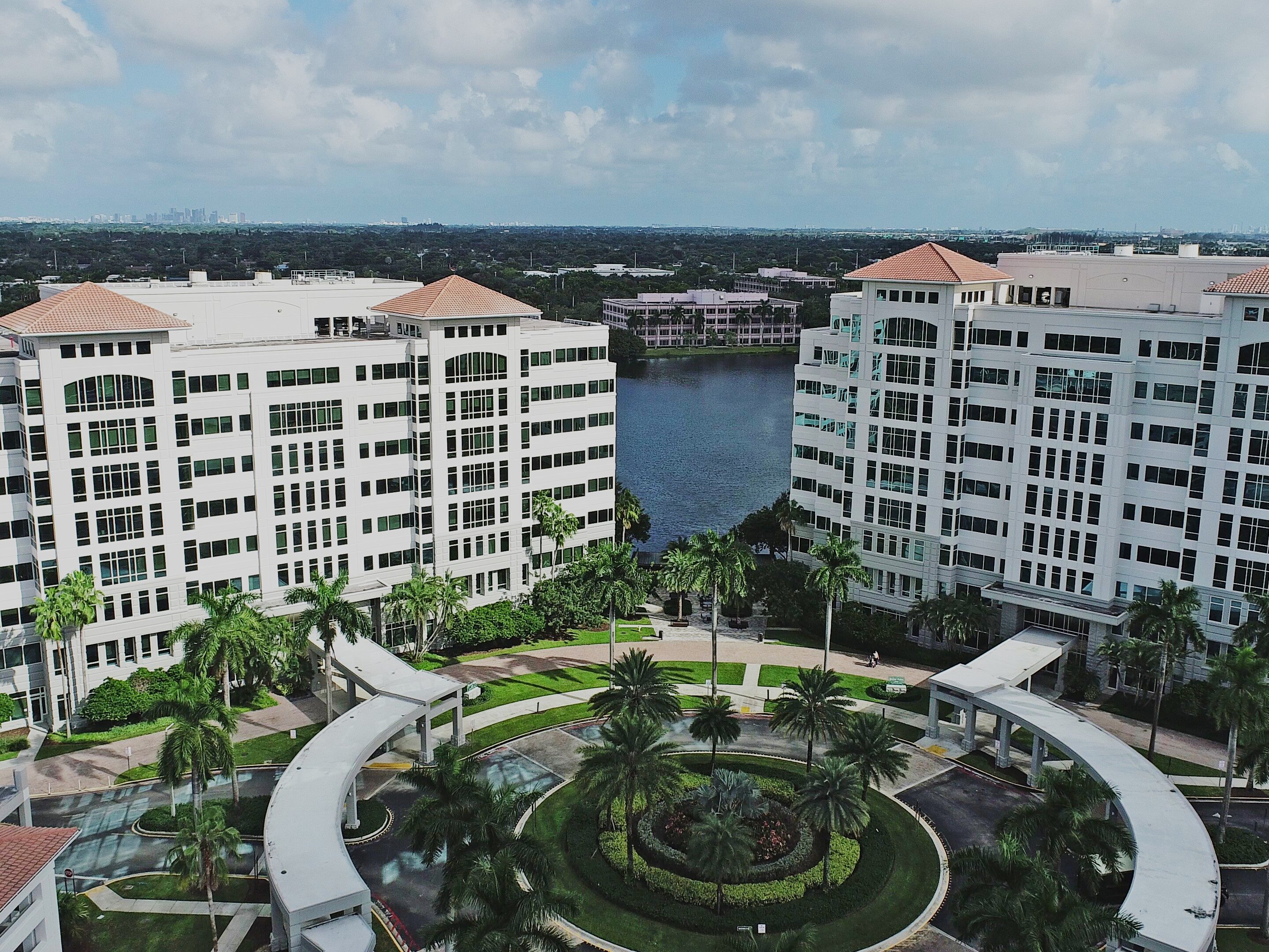 Aerial shot of Royal Palm I and II, two office buildings of 465,592 square feet in Plantation, Fla.