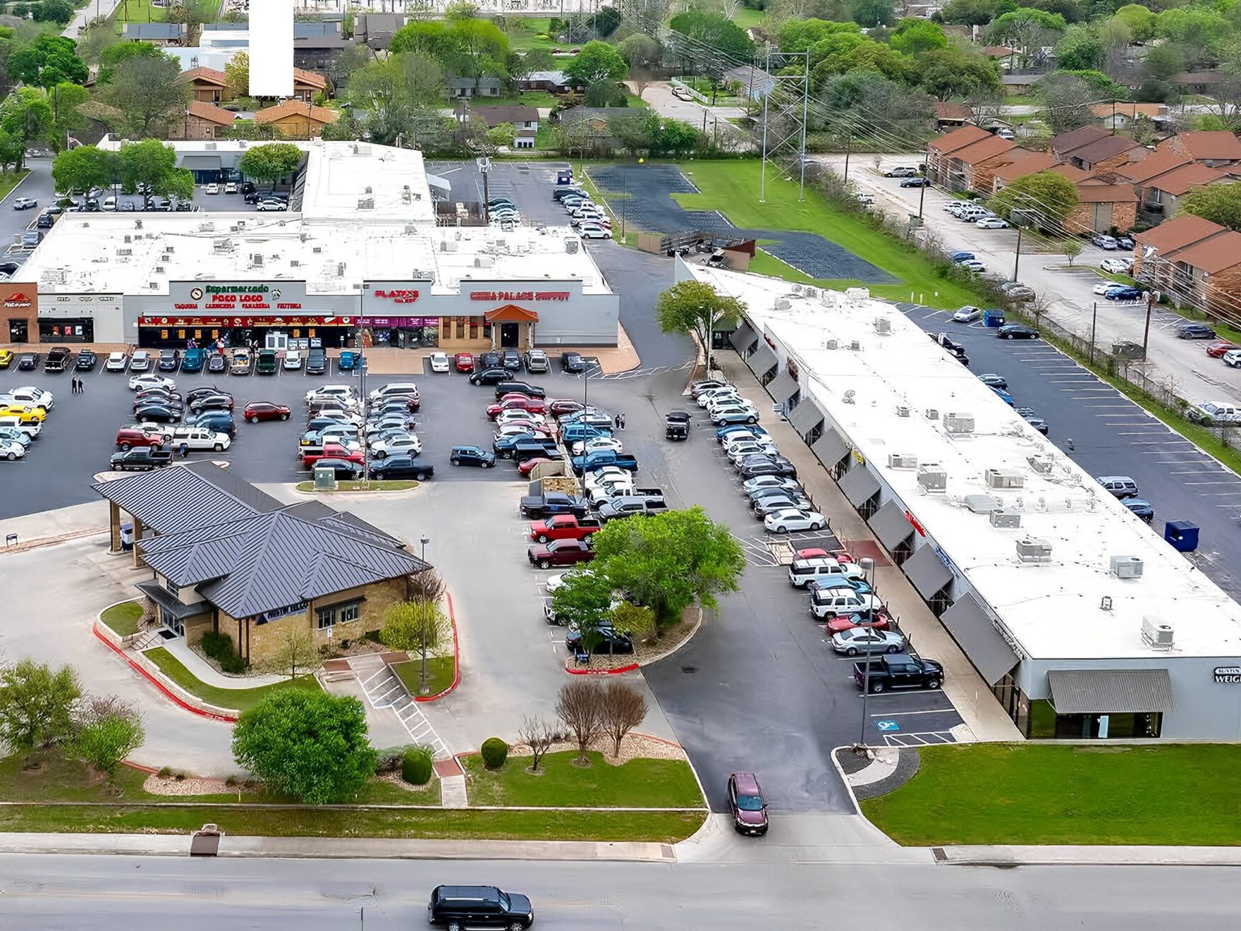 Aerial shot of San Marcos Place, a 73,105-square-foot retail center in San Marcos, Texas.