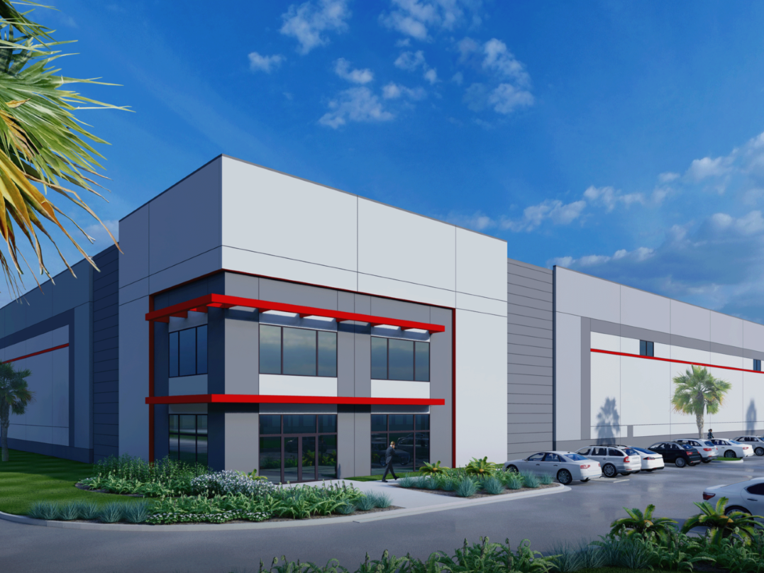 Exterior rendering of one of the industrial buildings at Summerville Logistics Center in Charleston, S.C.