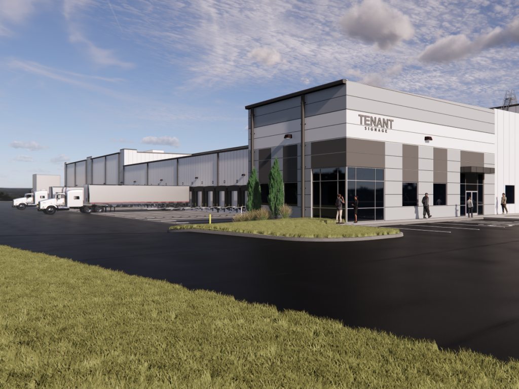 Exterior rendering of Venture Park Cold at ISP, a future cold storage facility in Ronkonkoma, Long Island, N.Y.