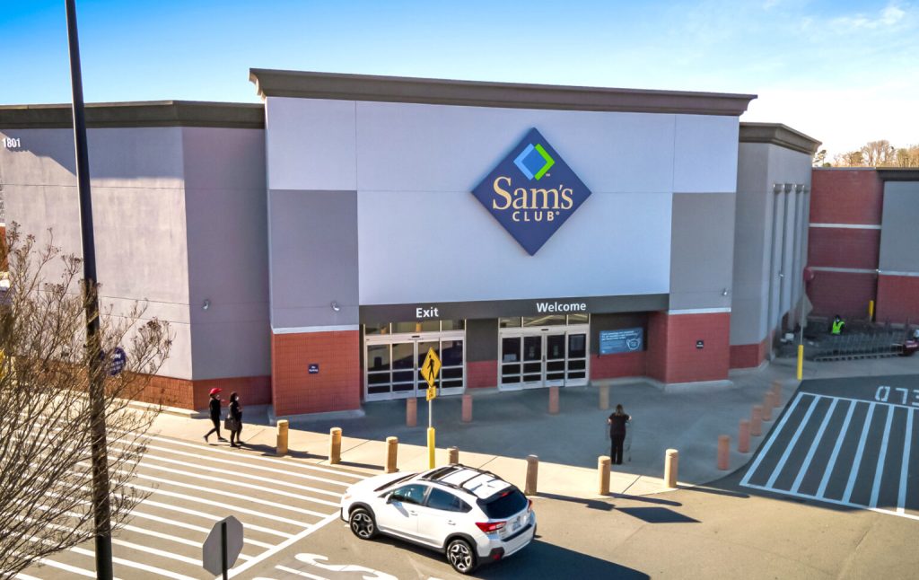 Exterior shot of Sam's Club, one of the tenants at Windsor Square in Matthews, N.C.