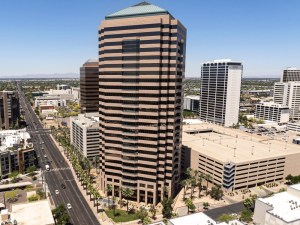 Aerial view of 20 East Thomas Road in Phoenix.