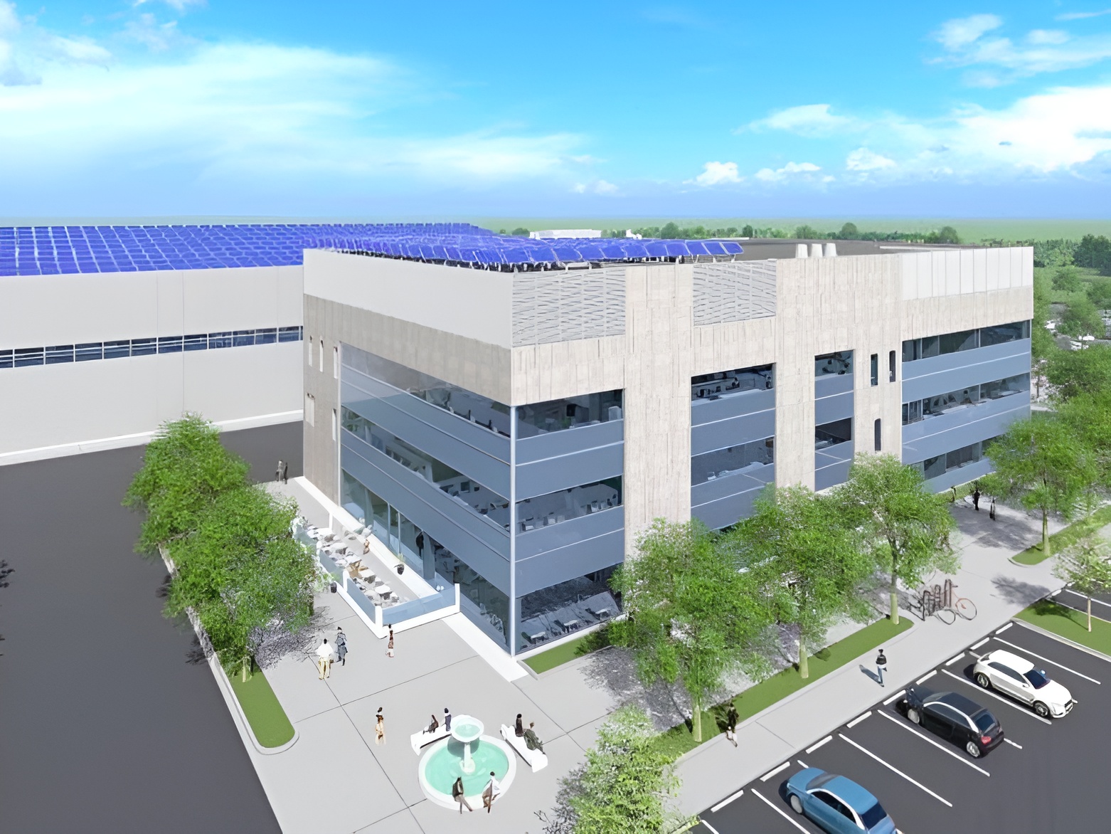 Rendering of Amgen's first facility to debut in Holly Springs