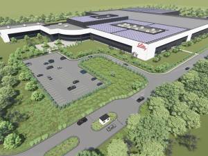 Rendering of Eli Lilly and Co.'s future manufacturing facility in Pleasant Prairie, Wis.