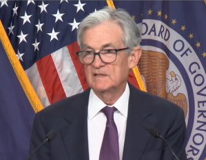 Jerome Powell speaking at December press conference