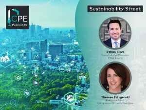 Sustainability Street podcast art featuring Ethan Elser, executive vice president of PACE Equity and host Therese Fitzgerald on key milestones and opportunities to opportunities ahead.