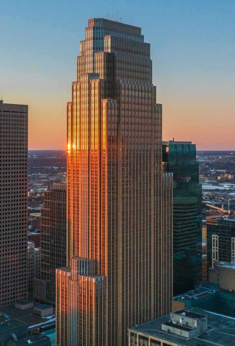 Exterior shot of Wells Fargo Center in Minneapolis.