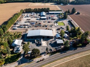 Exterior shot of an industrial outdoor storage property at 17804 Shank Road NE in Hubbard, ore.